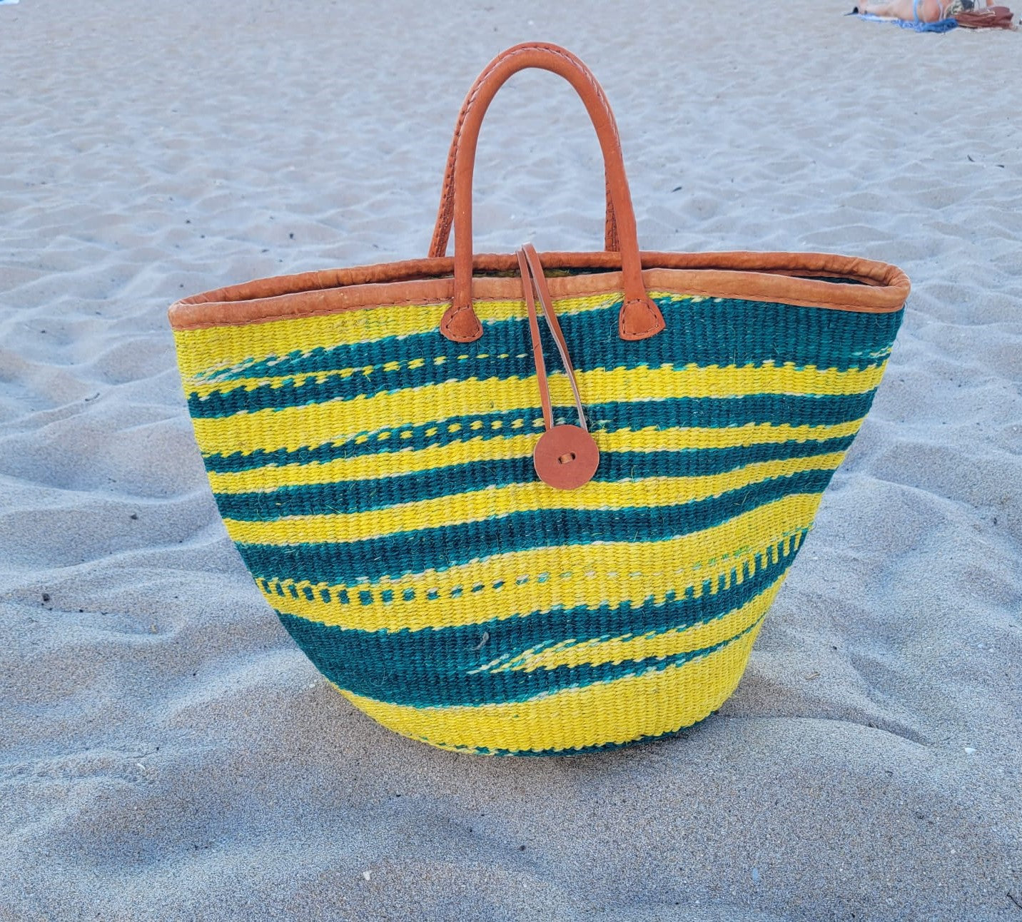 Handmade Sisal Basket with handle-Size 14"-Large-Kiondo image 4
