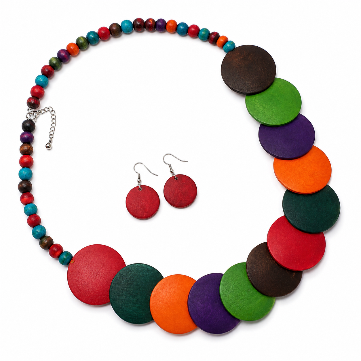 Malkia Multicolor Wooden Statement Jewelry Set