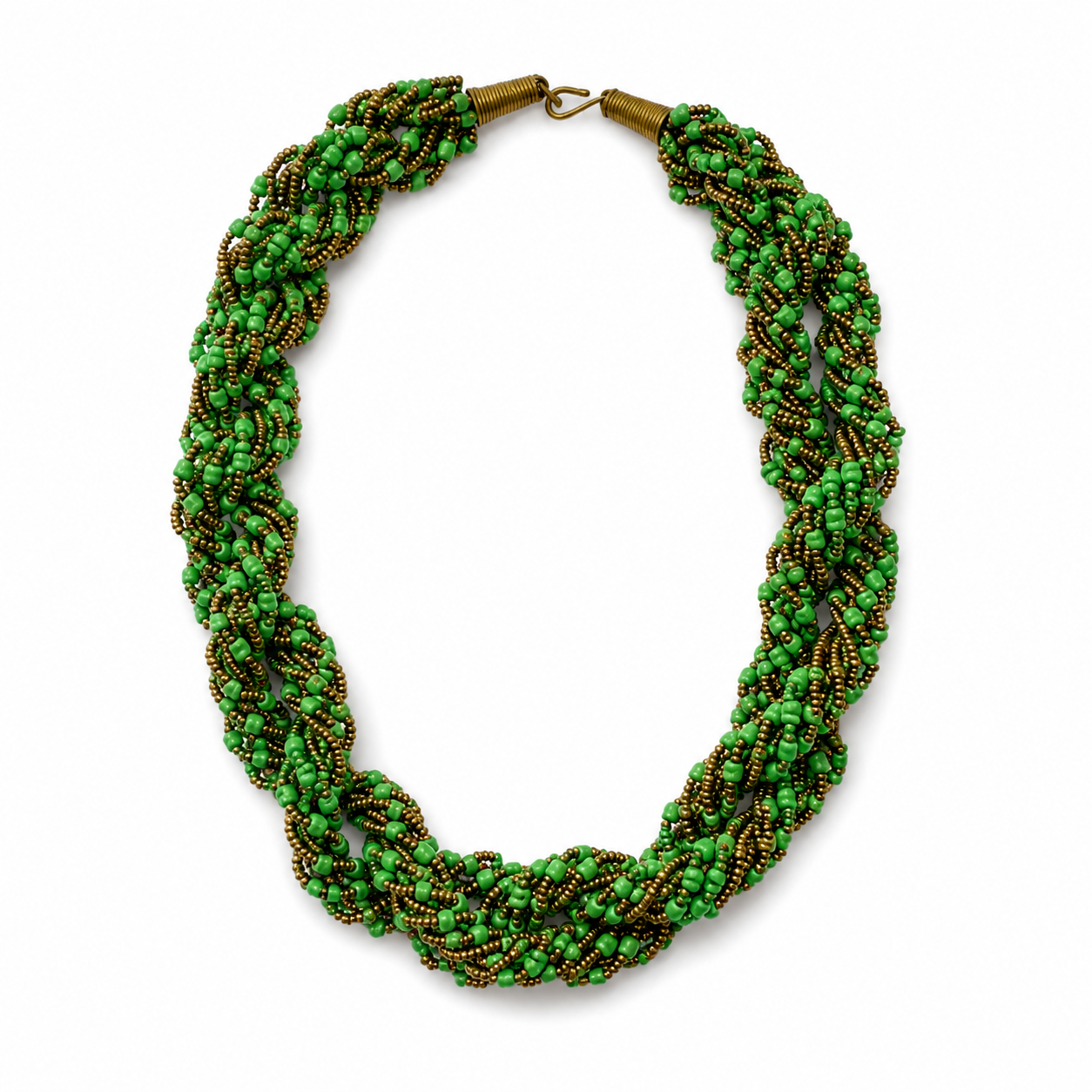 Kijani Handwoven Green Beaded Statement Necklace