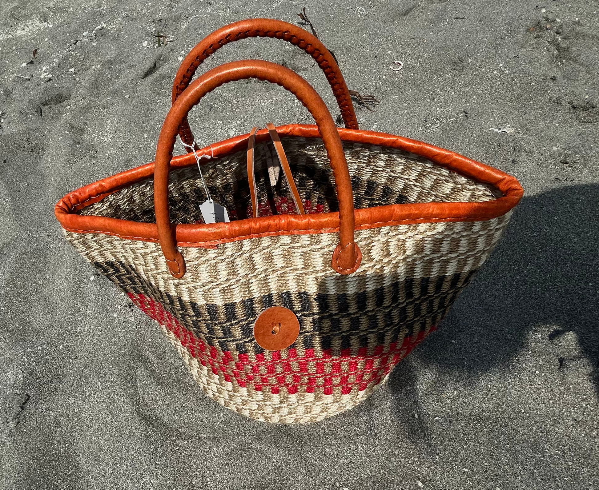 Handmade Sisal Basket  with handle-Size 12"-Medium Size-Kiondo image 1