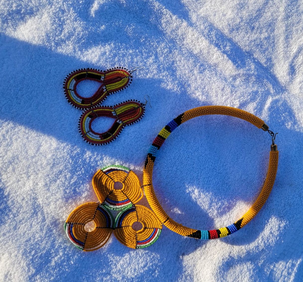 Beaded Necklace & Earrings - Yellow image 0