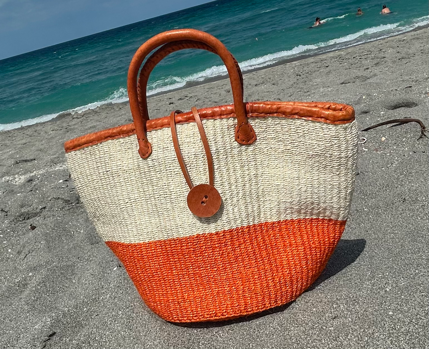Handmade Sisal Basket  with handle-Size 12"-Medium Size-Kiondo image 1