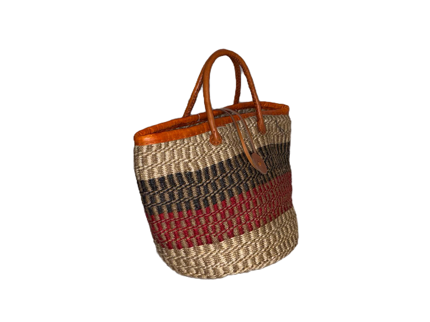 Handmade Sisal Basket  with handle-Size 12"-Medium Size-Kiondo image 5
