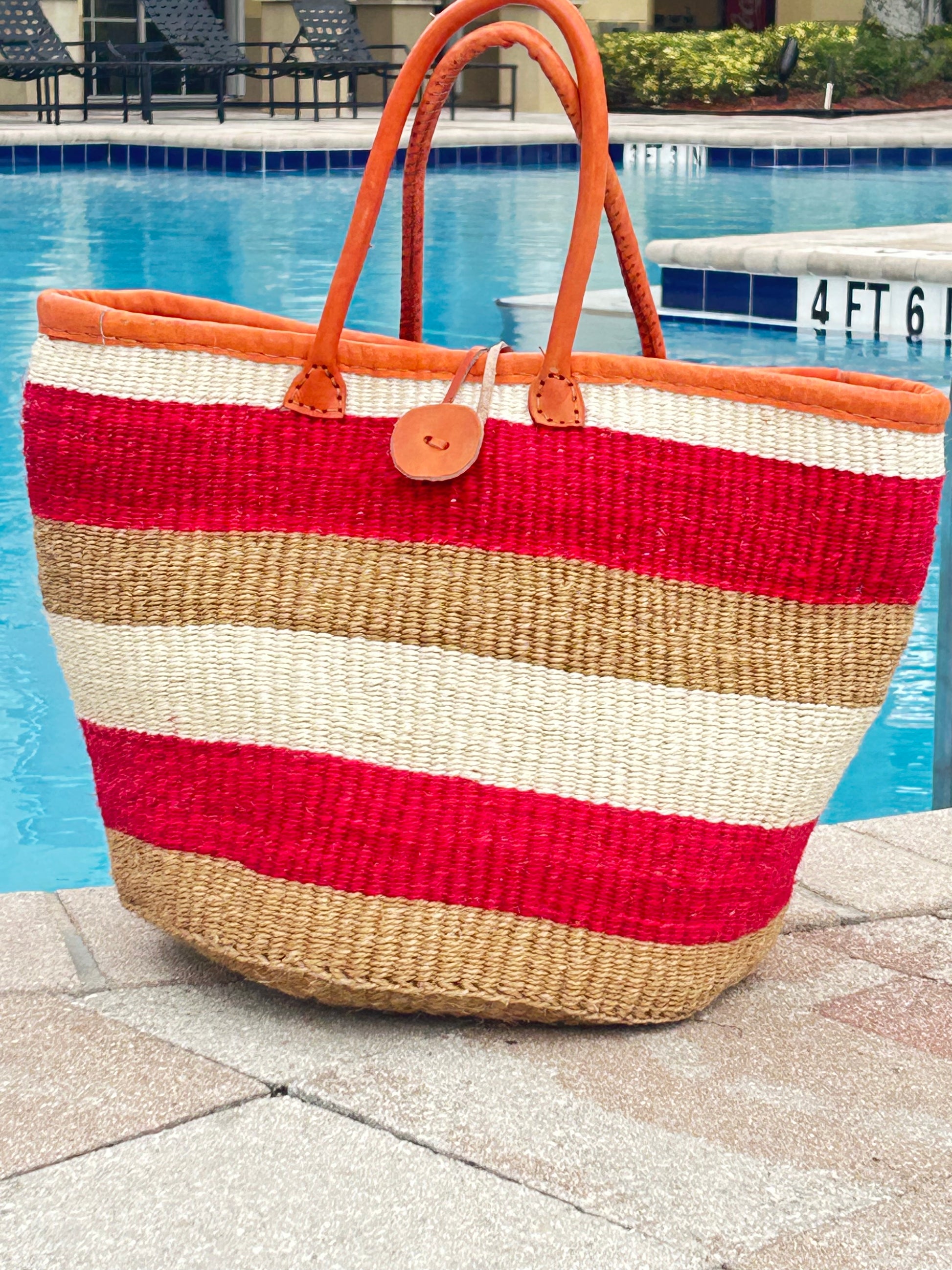 Handmade Sisal Basket  with handle-Size 14"-Large-Kiondo image 1