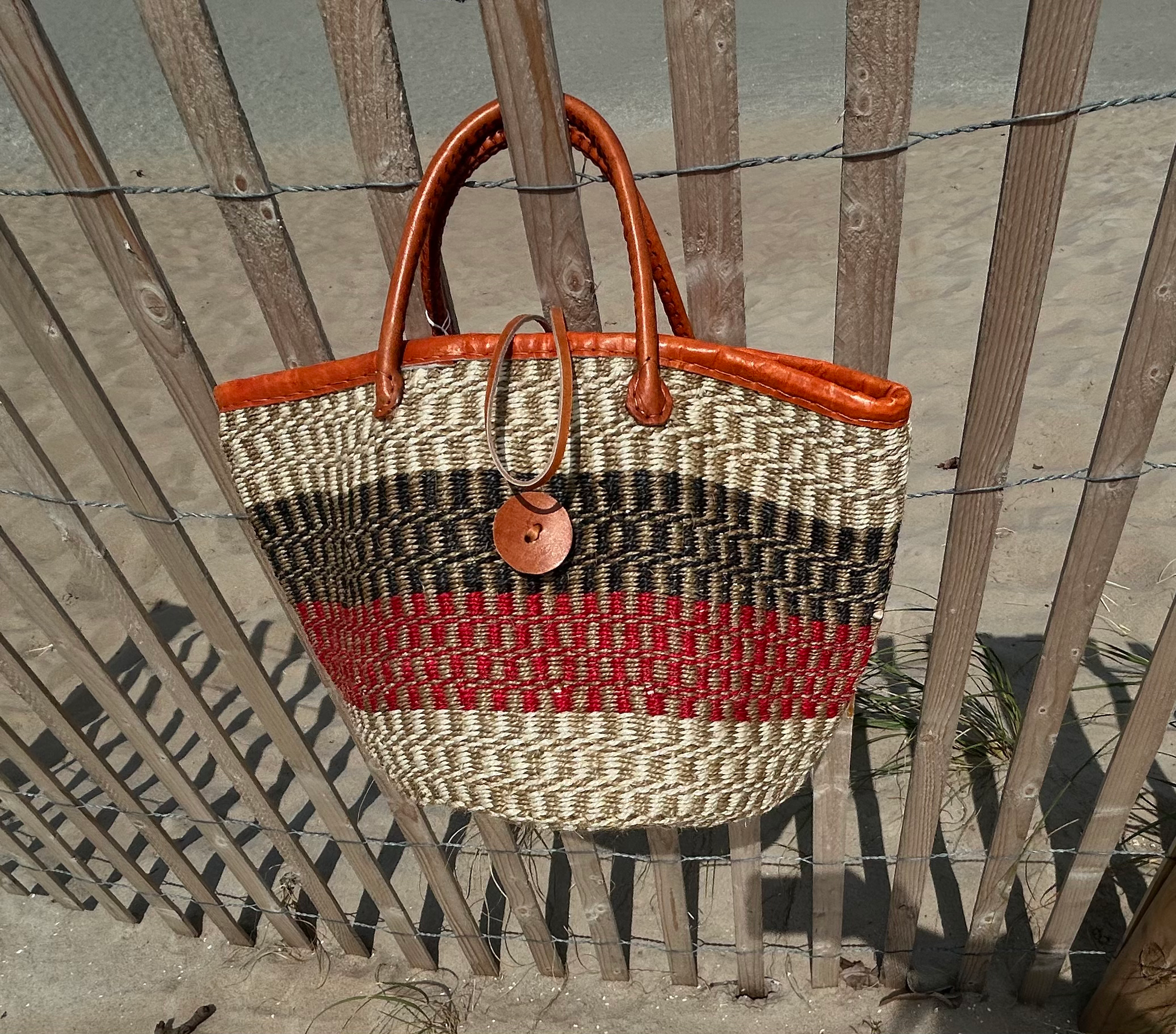 Handmade Sisal Basket  with handle-Size 12"-Medium Size-Kiondo image 2