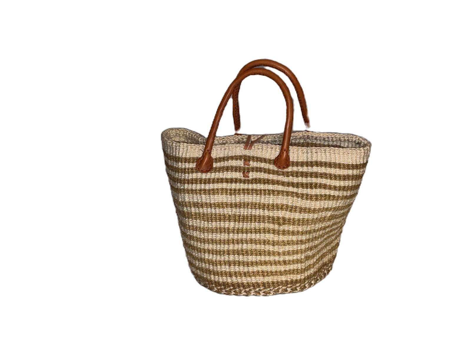 Handwoven African Sisal Basket with Leather Handles image 2