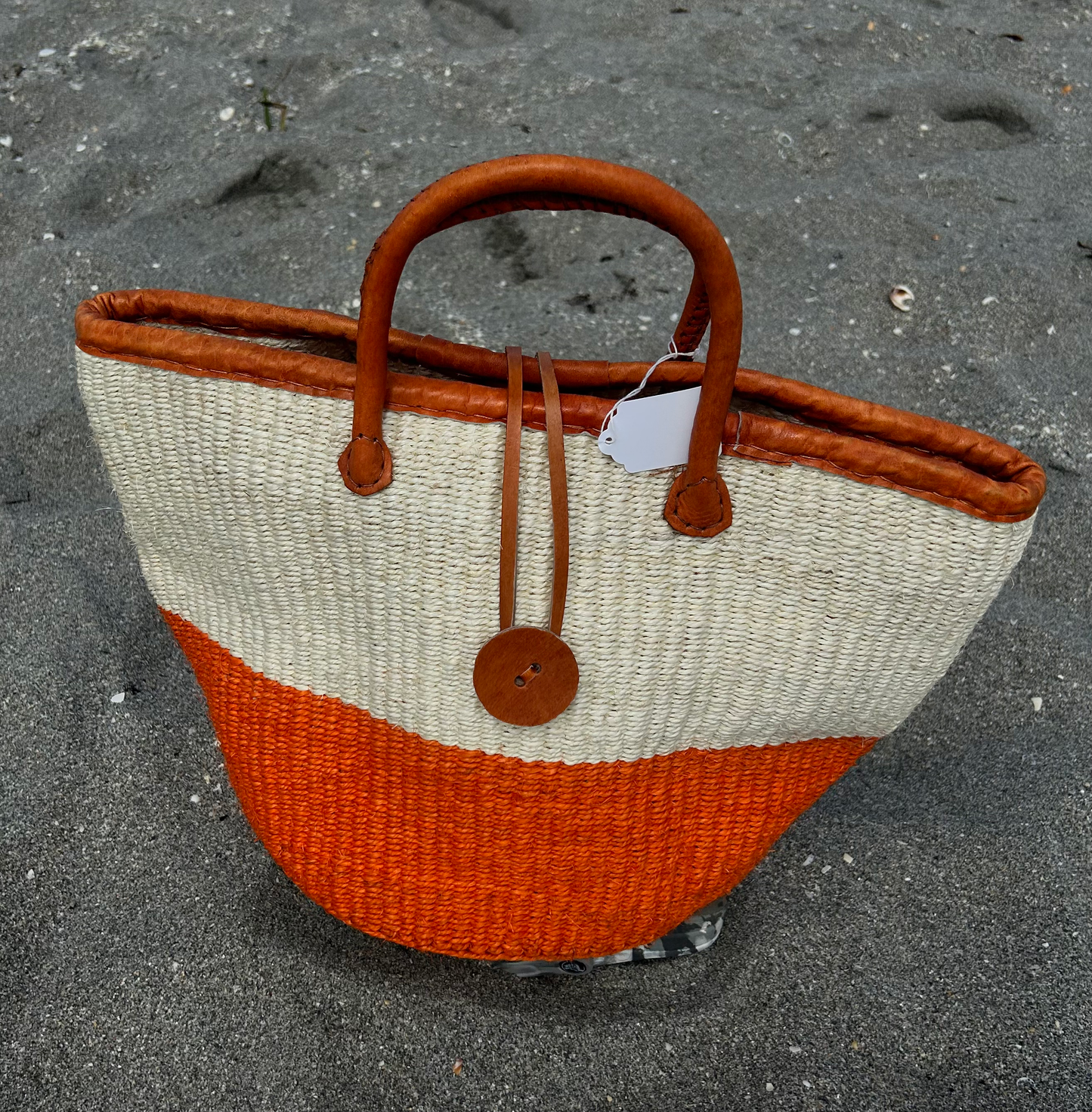 Handmade Sisal Basket  with handle-Size 12"-Medium Size-Kiondo image 5