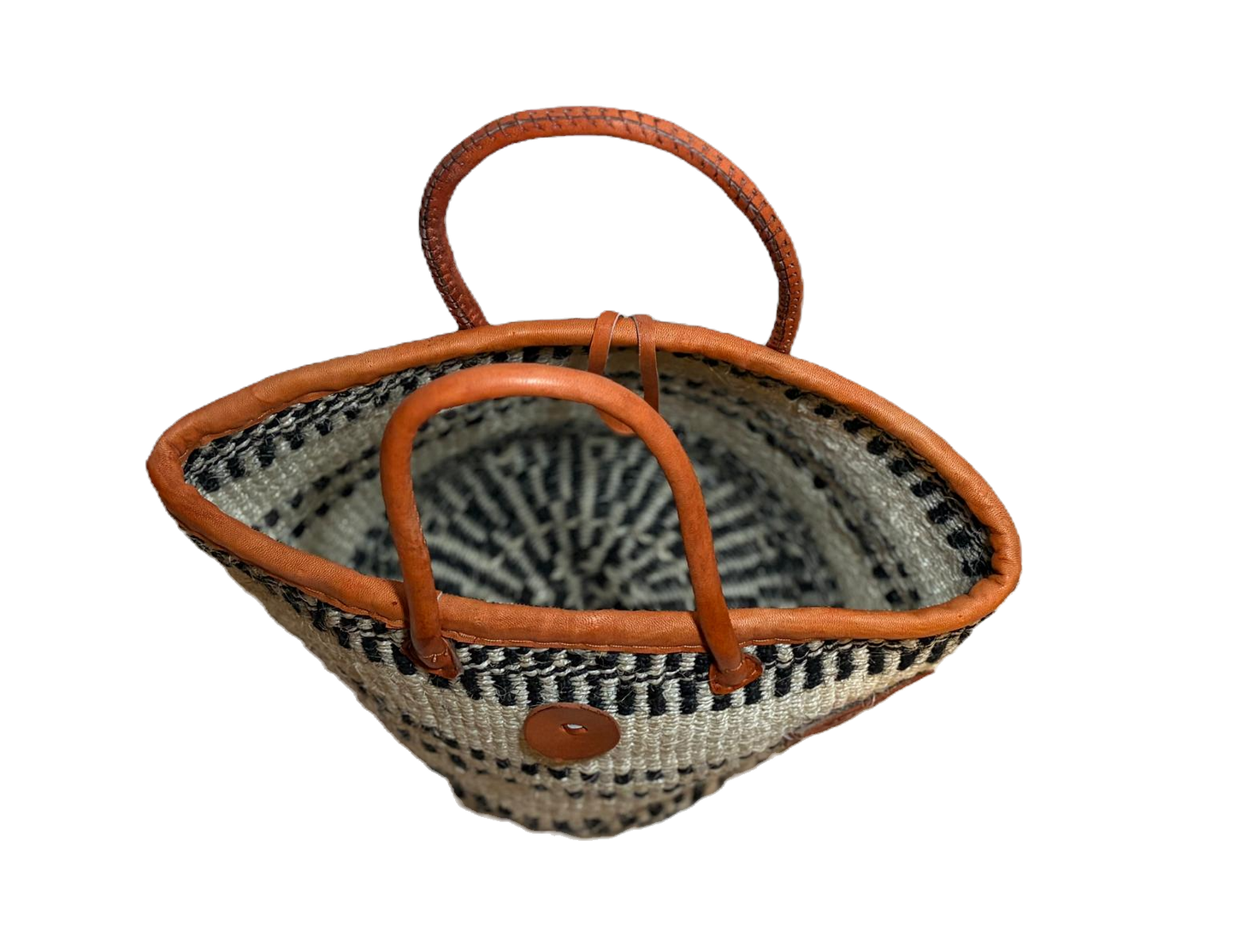 Handmade Sisal Basket  with handle-Size 12"-Medium Size-Kiondo image 2