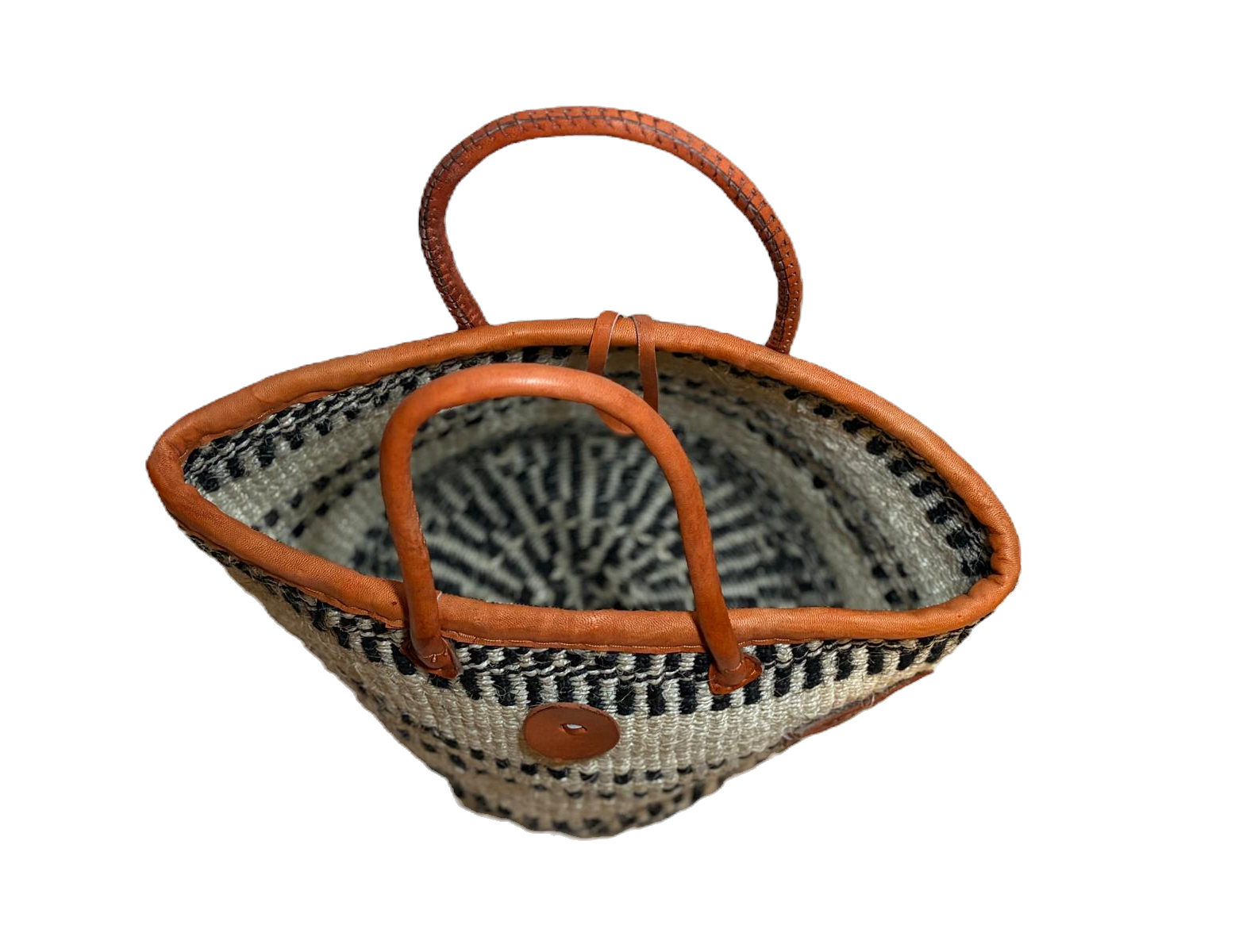 Handmade Sisal Basket  with handle-Size 12"-Medium Size-Kiondo image 2