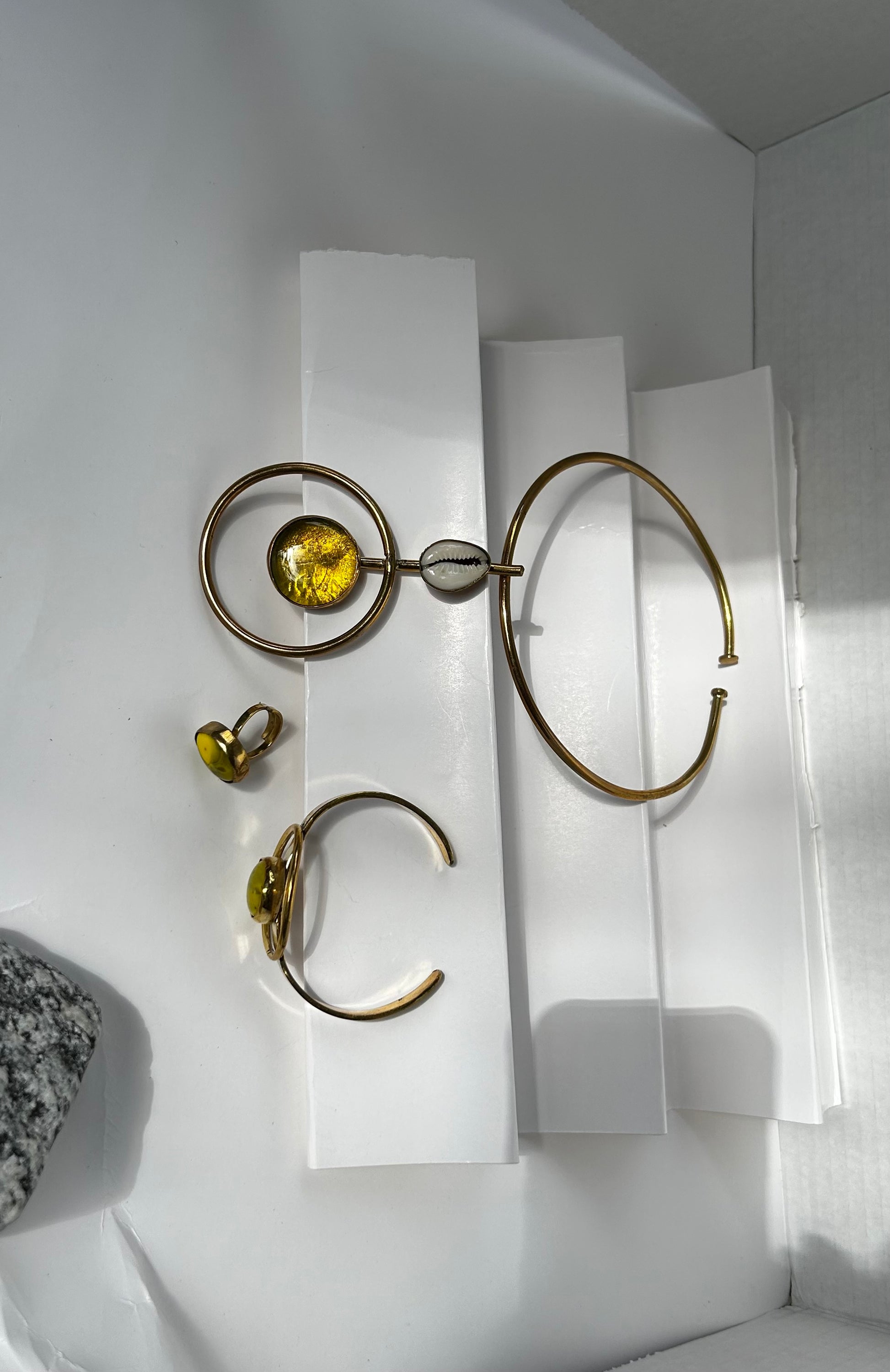 Brass necklace, ring, bracelet set image 1
