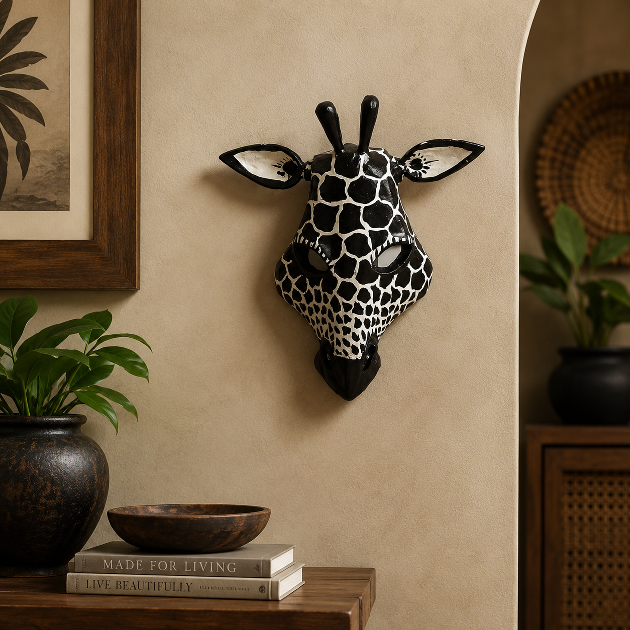Handcrafted African Giraffe Wall Mask