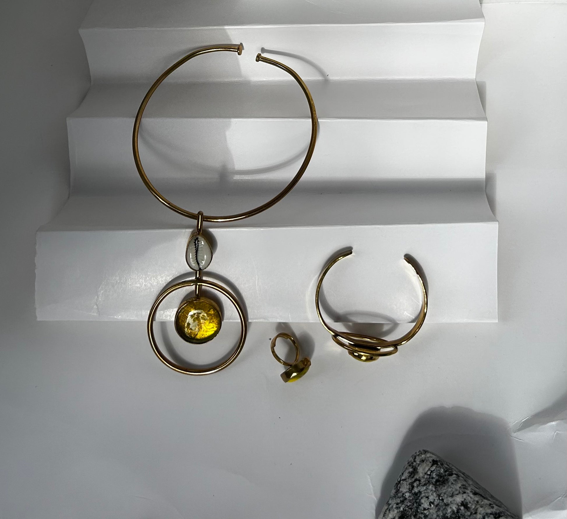 Brass necklace, ring, bracelet set image 0