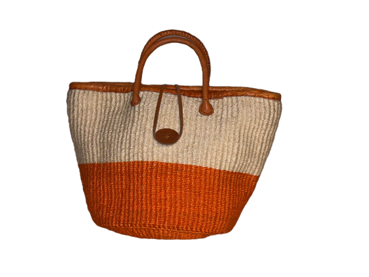 Handmade Sisal Basket  with handle-Size 12"-Medium Size-Kiondo image 0