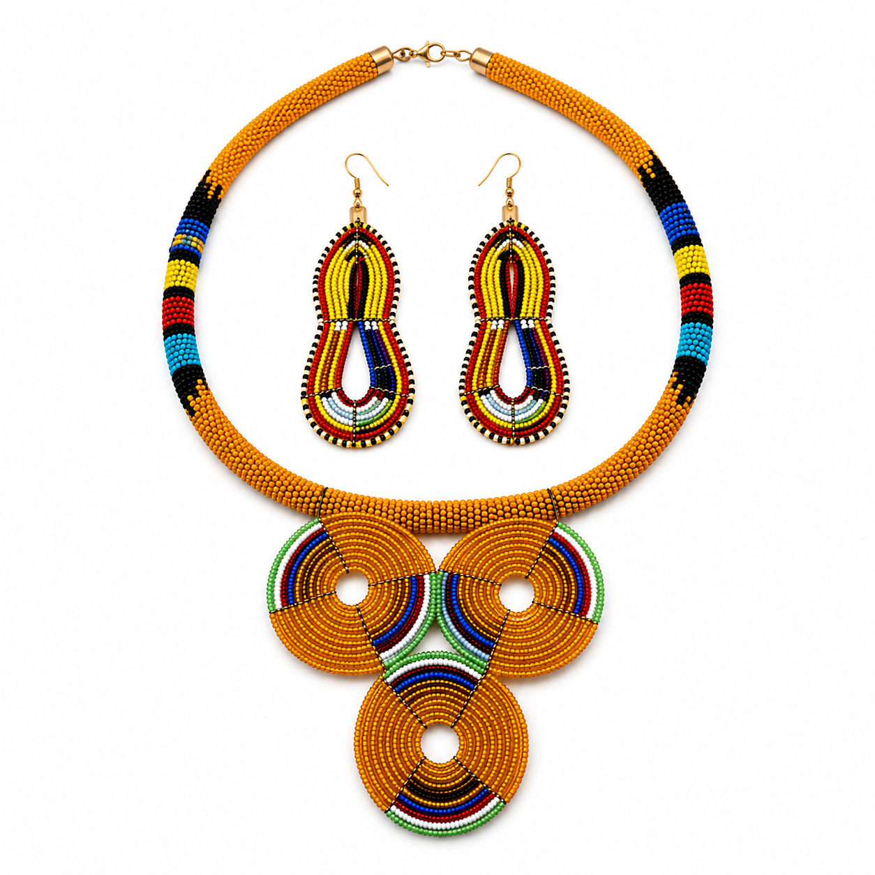 Kipepeo Beaded Statement Necklace & Earrings Set