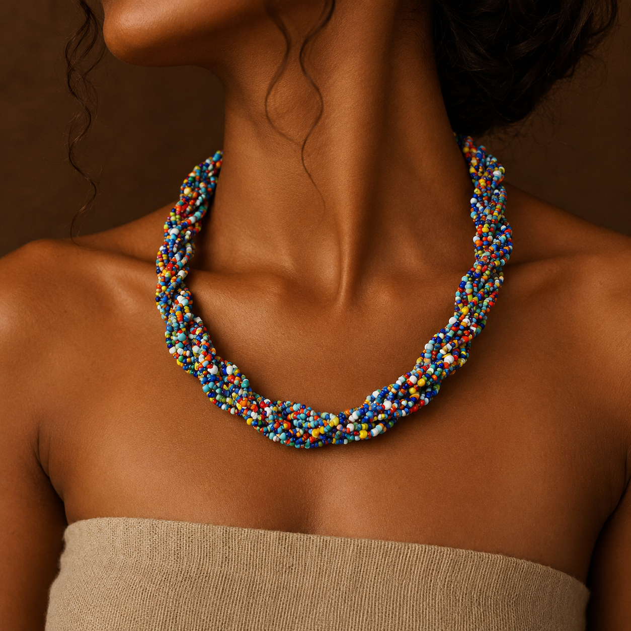 Upendo Handwoven Multicolor Beaded Statement Necklace
