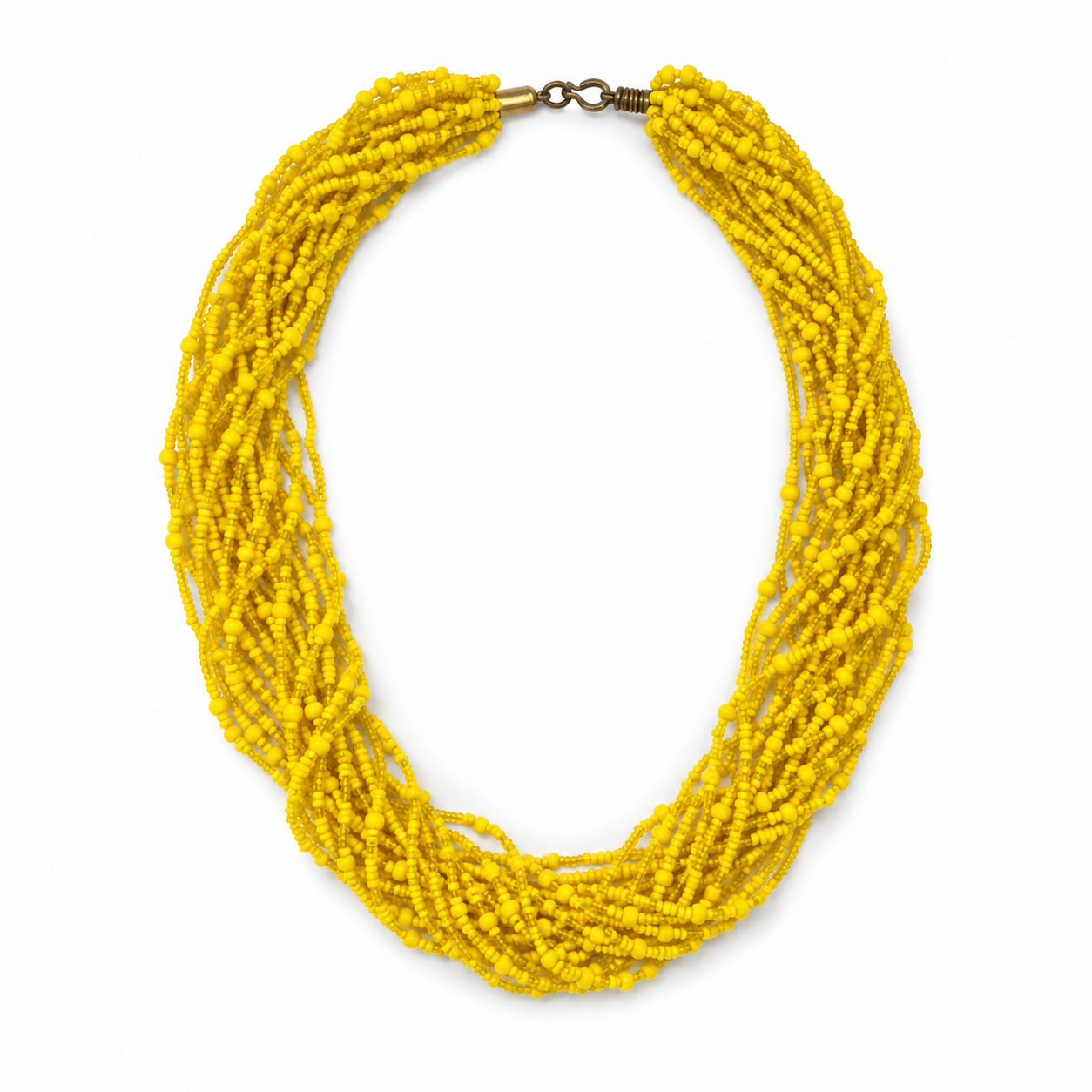Dhahabu Handwoven Yellow Beaded Statement Necklace
