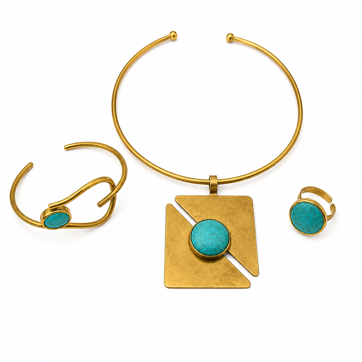 Nia Turquoise Geometric Statement Jewelry Set