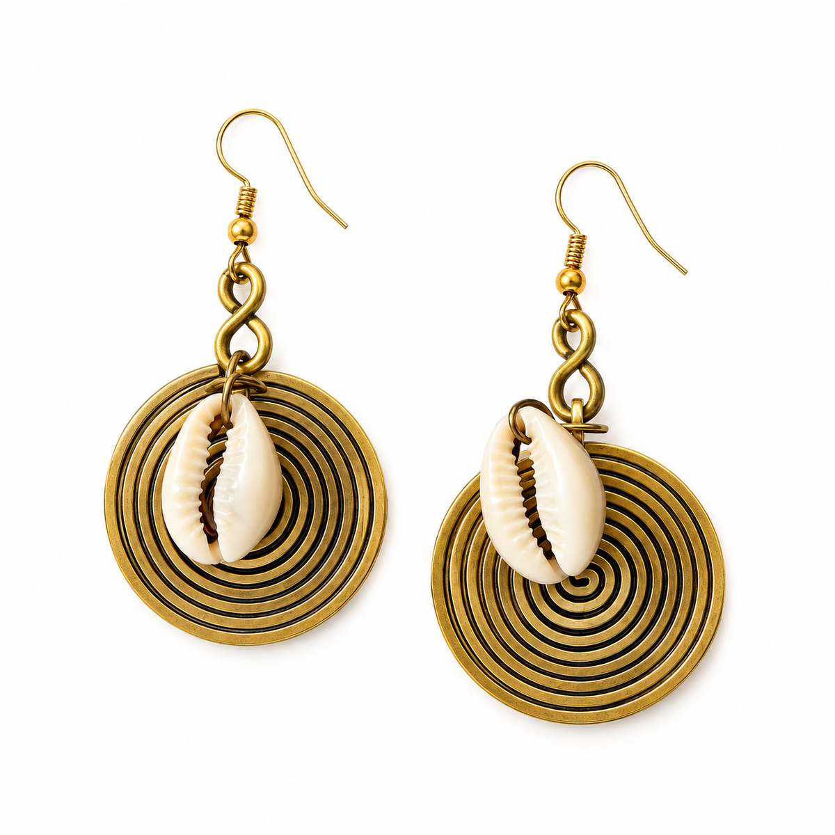 Zuri Spiral Cowrie Earrings