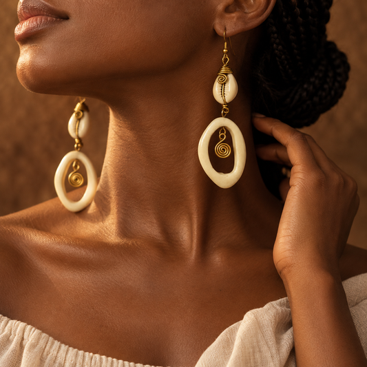 Imani Cowrie Halo Earrings | African-Inspired Jewelry