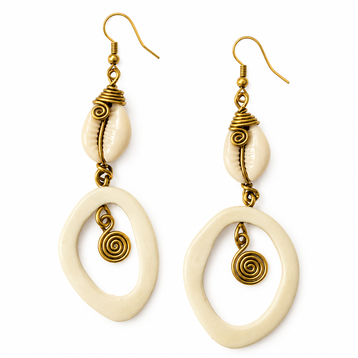Imani Cowrie Halo Earrings | African-Inspired Jewelry
