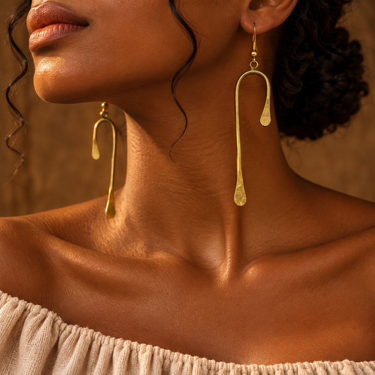 Sanaa Flow Earrings | African-Inspired Gold Statement Earrings