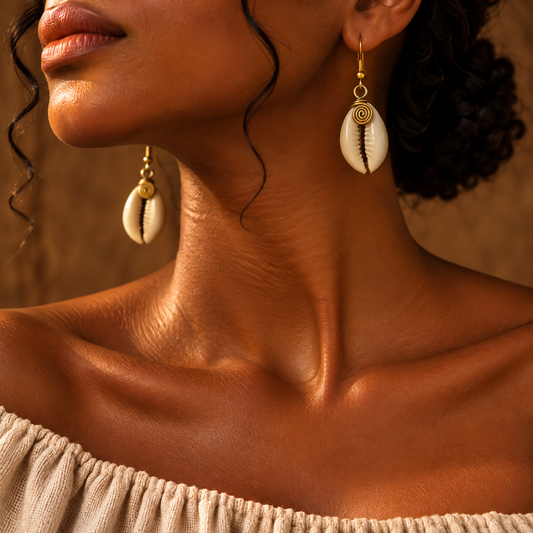 Zawadi Tide Cowrie Shell Drop Earrings | African-Inspired Jewelry
