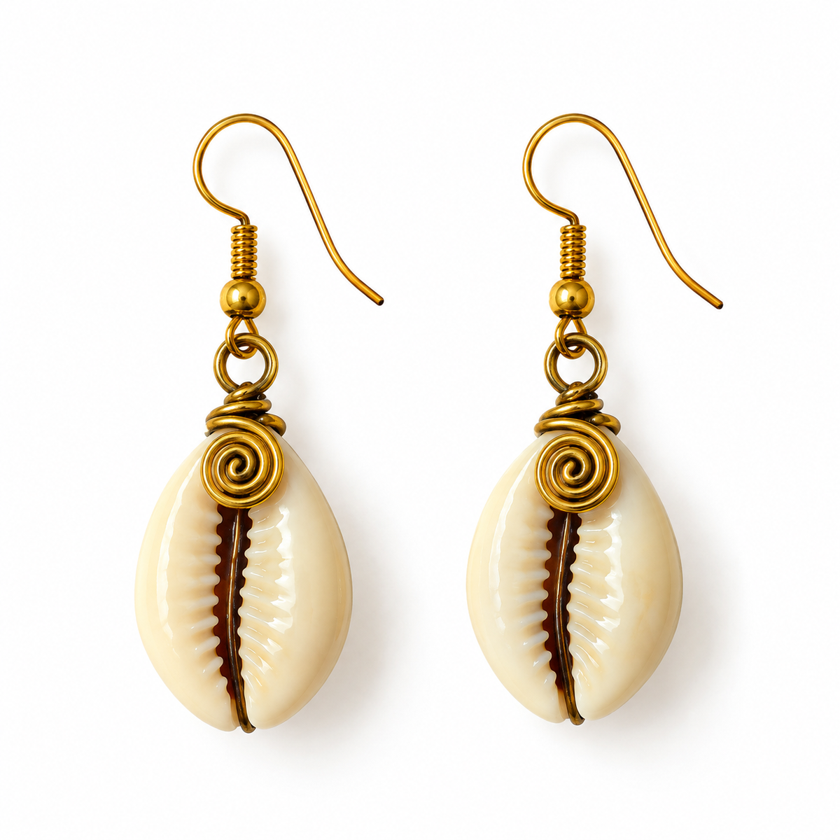 Zawadi Tide Cowrie Shell Drop Earrings | African-Inspired Jewelry