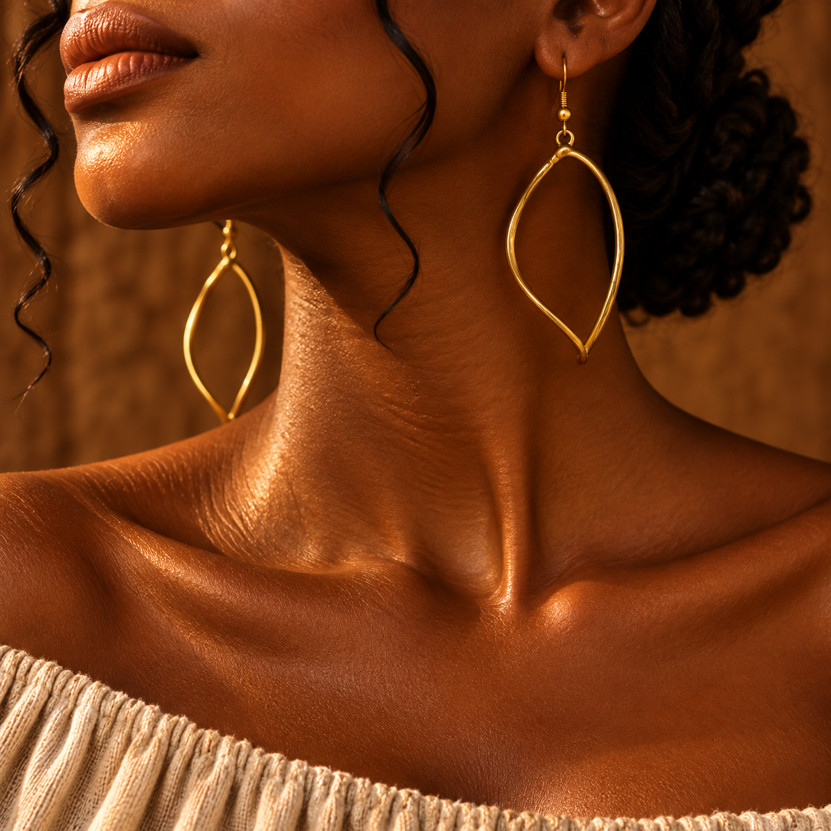 Zuriya Golden Leaf Drop Earrings