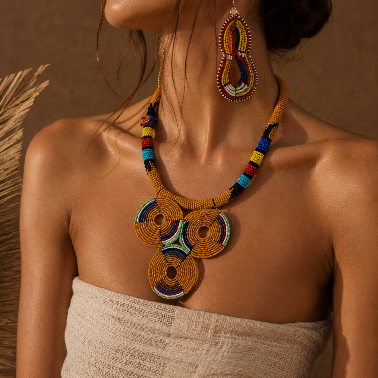 Kipepeo Beaded Statement Necklace & Earrings Set