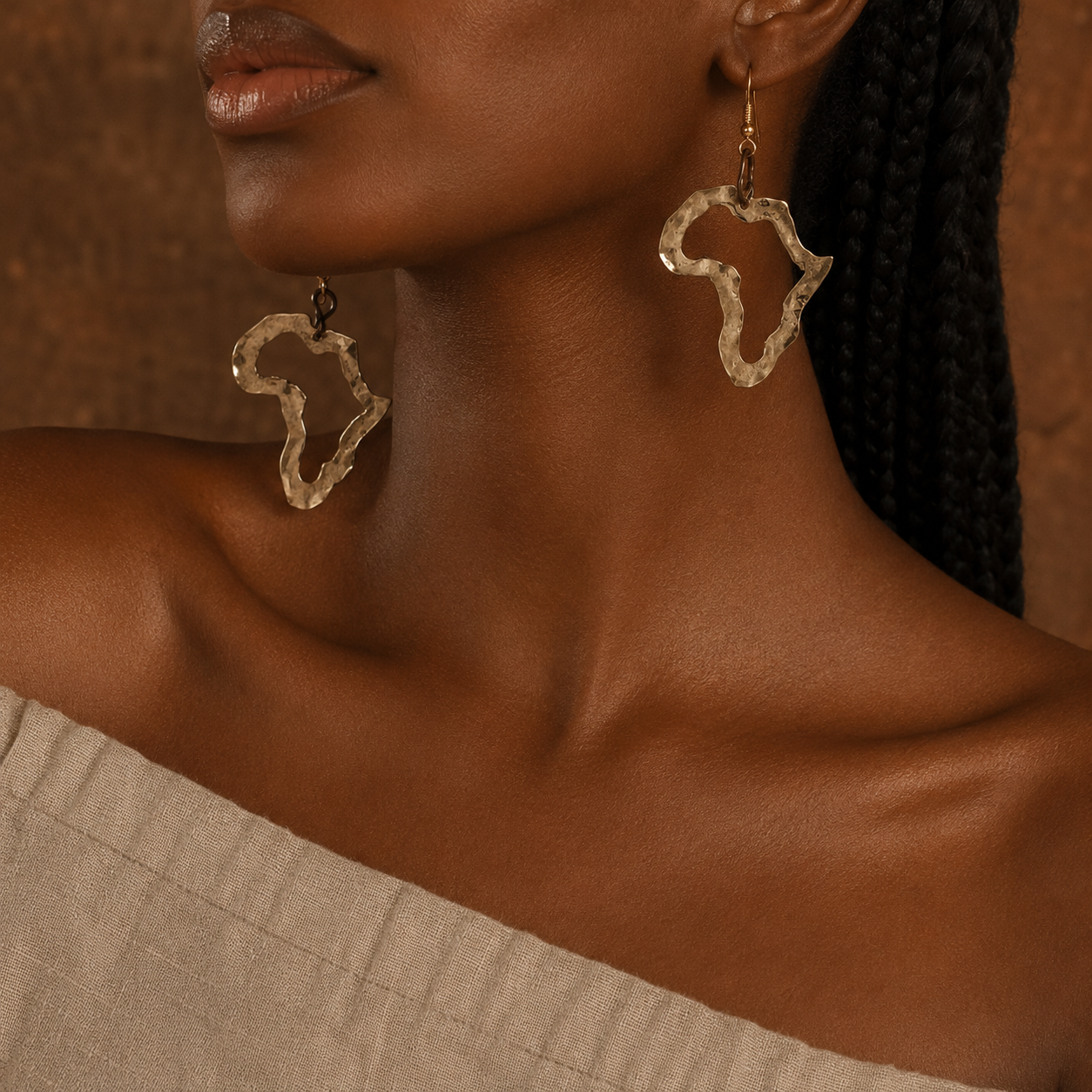 Sahara Africa Brass Silhouette Earrings