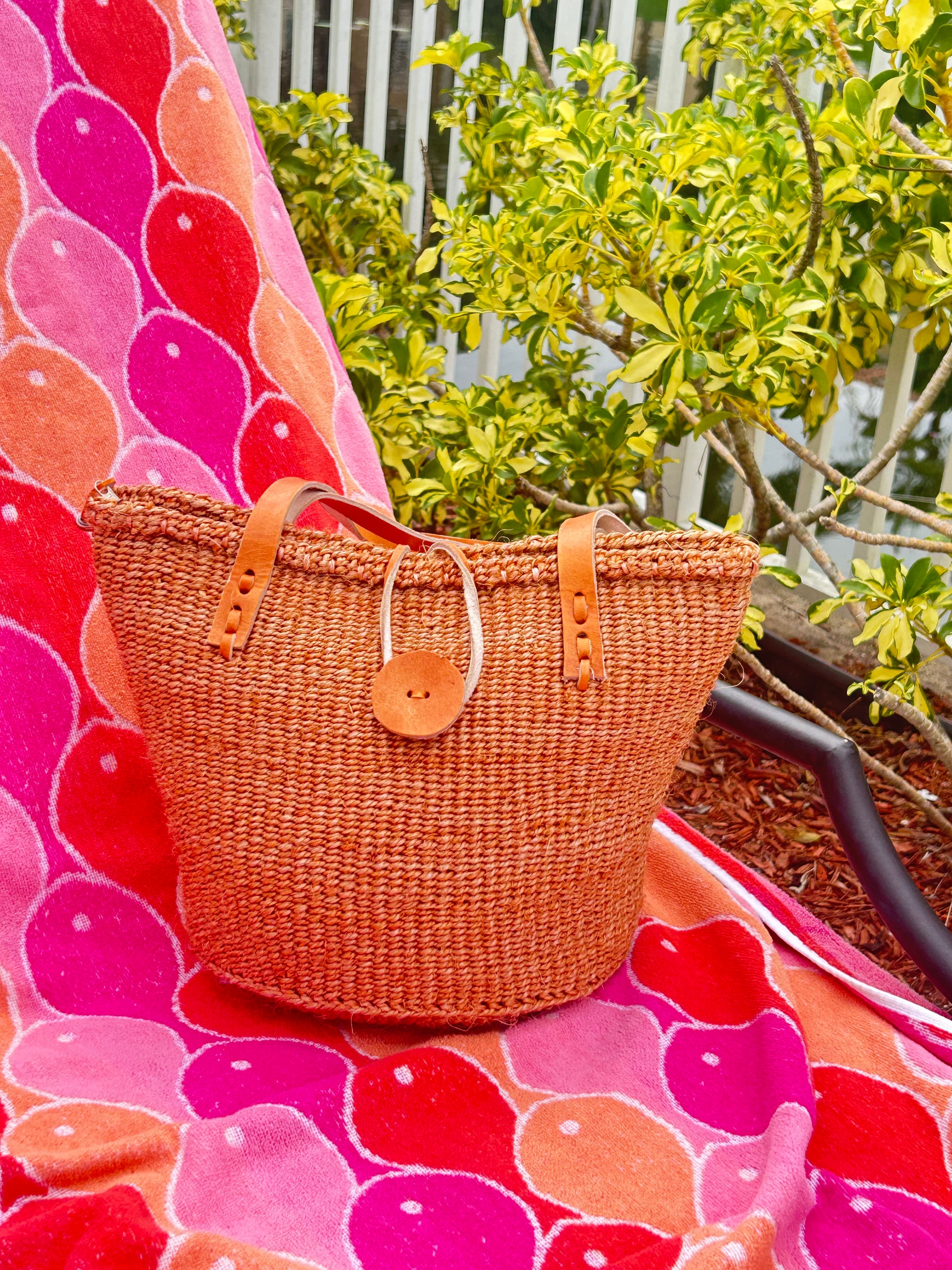 Hand Made sisal Bag with zipper-Size 10" image 1
