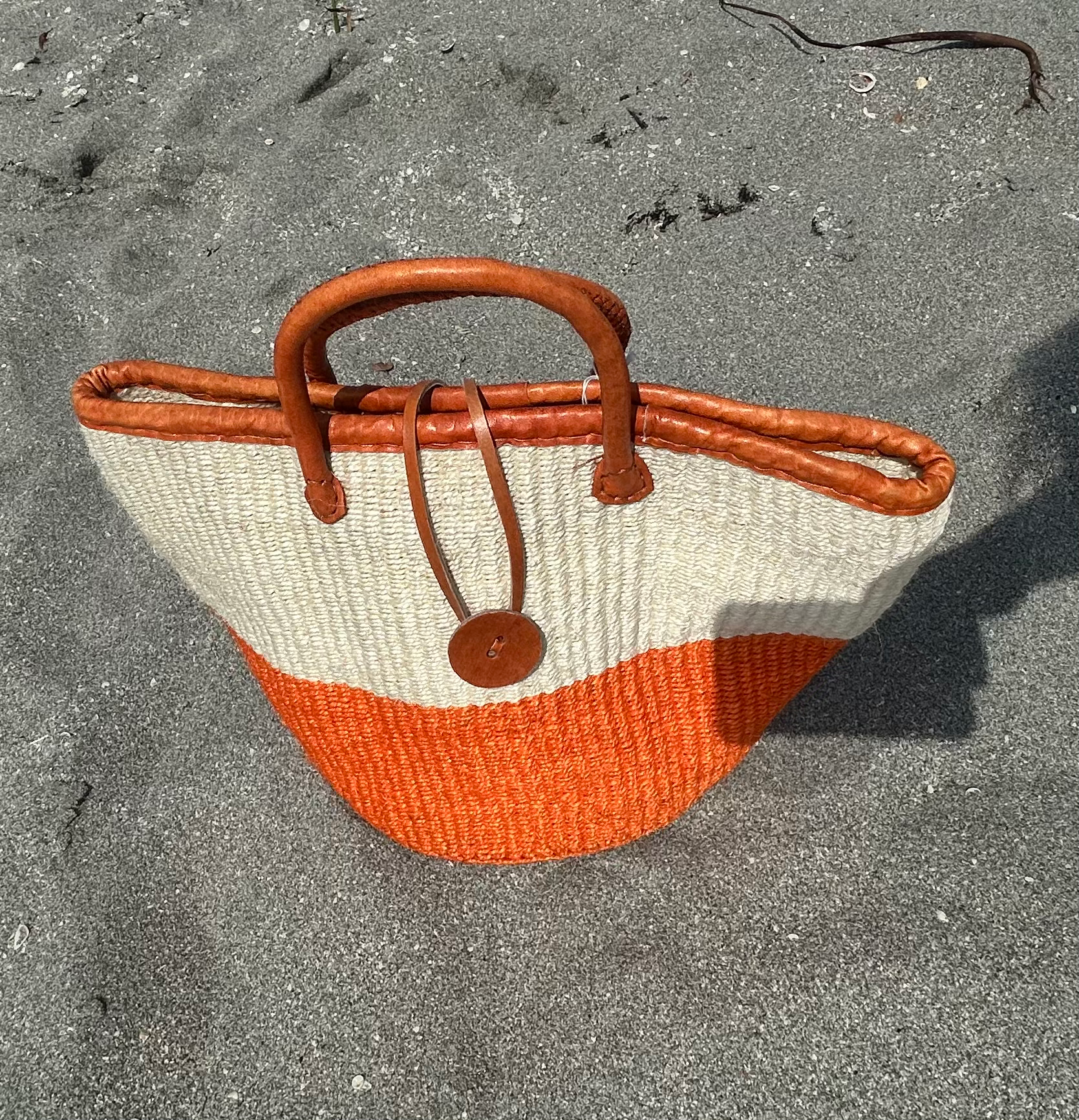 Handmade Sisal Basket  with handle-Size 12"-Medium Size-Kiondo image 3