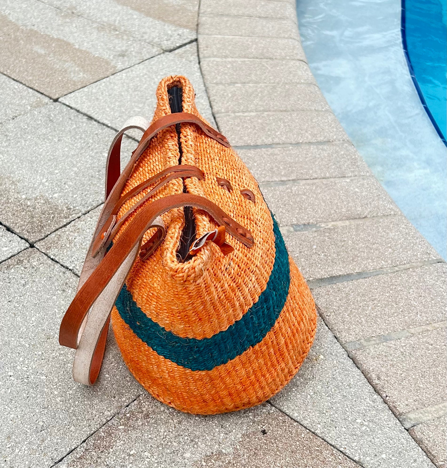Hand Made Sisal Bag with Zipper-Size 10" image 3