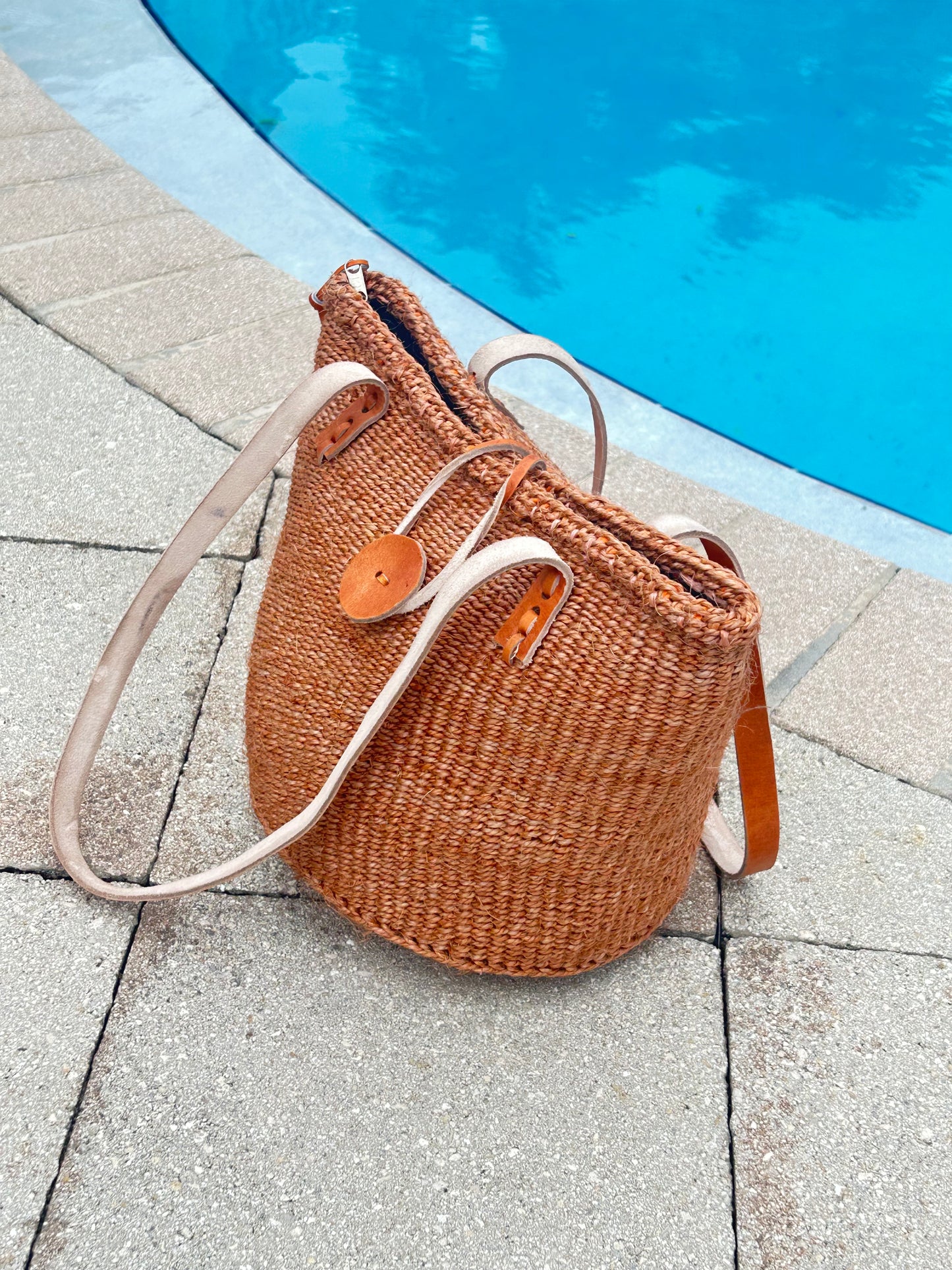 Hand Made sisal Bag with zipper-Size 10" image 2