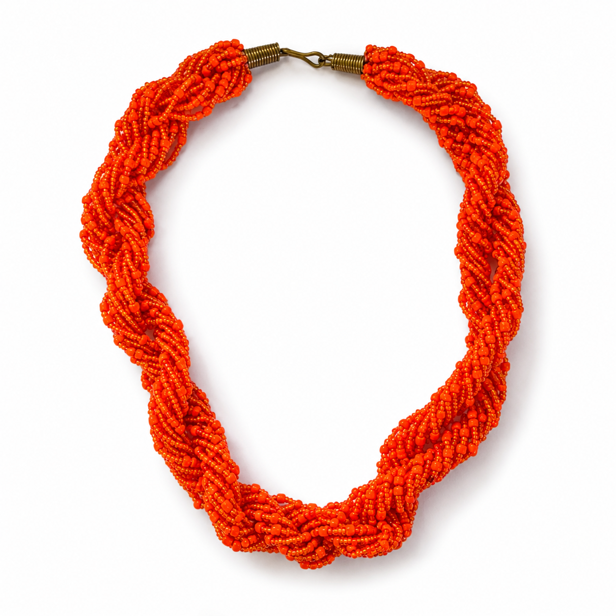 Bahari Handwoven Orange Beaded Statement Necklace