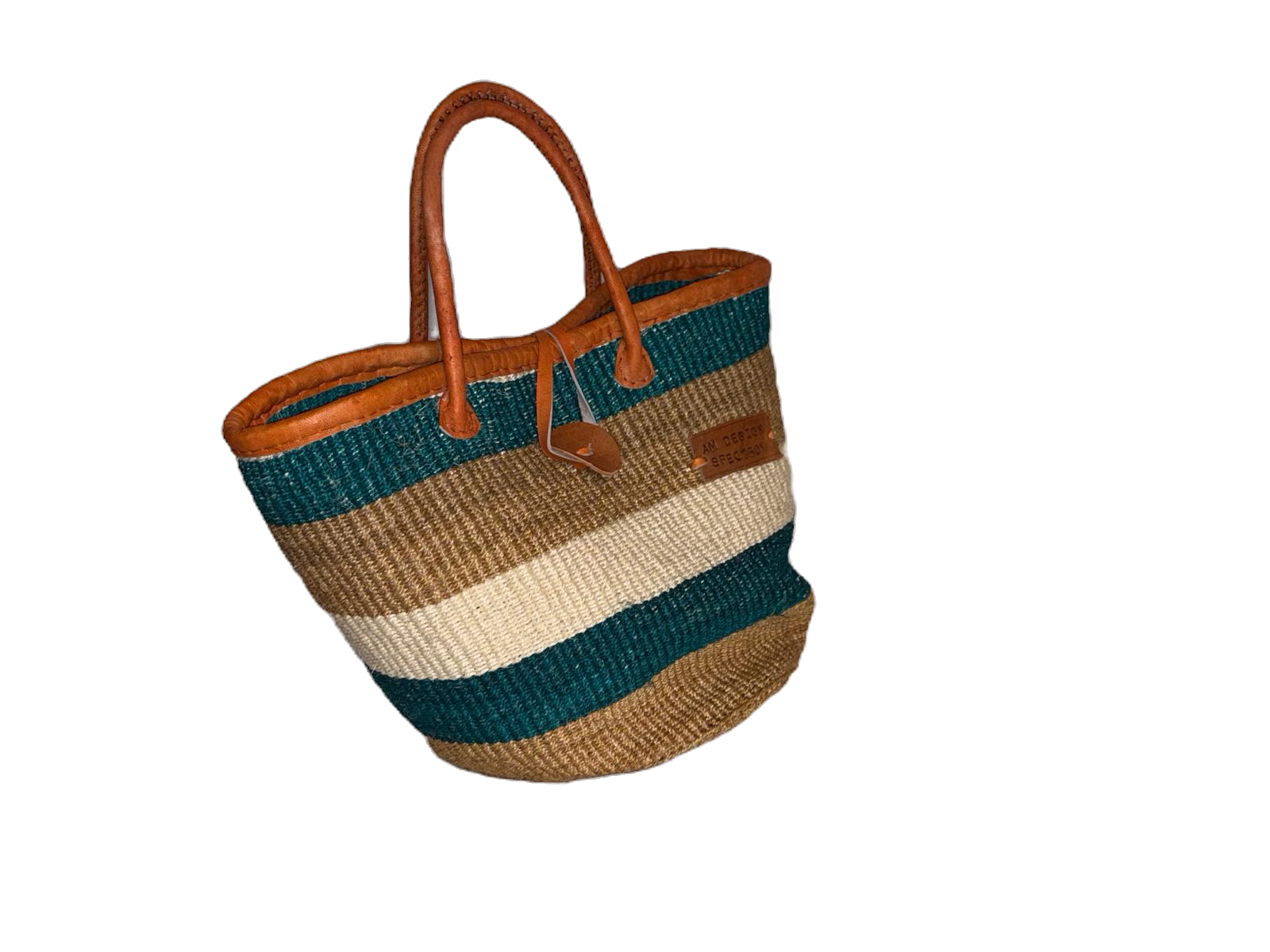 Handmade Sisal Basket  with handle-Size 12"-Medium Size-Kiondo image 1