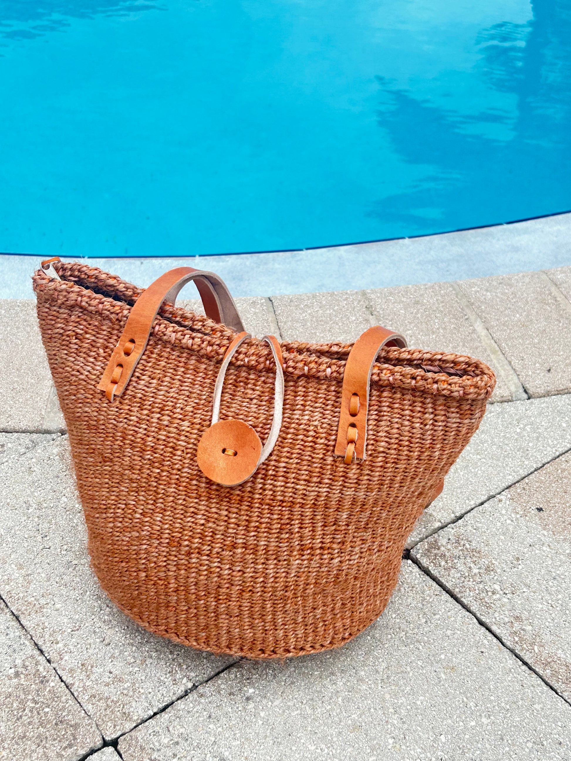 Hand Made sisal Bag with zipper-Size 10" image 0