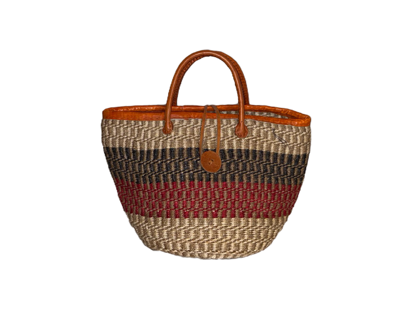 Handmade Sisal Basket  with handle-Size 12"-Medium Size-Kiondo image 0