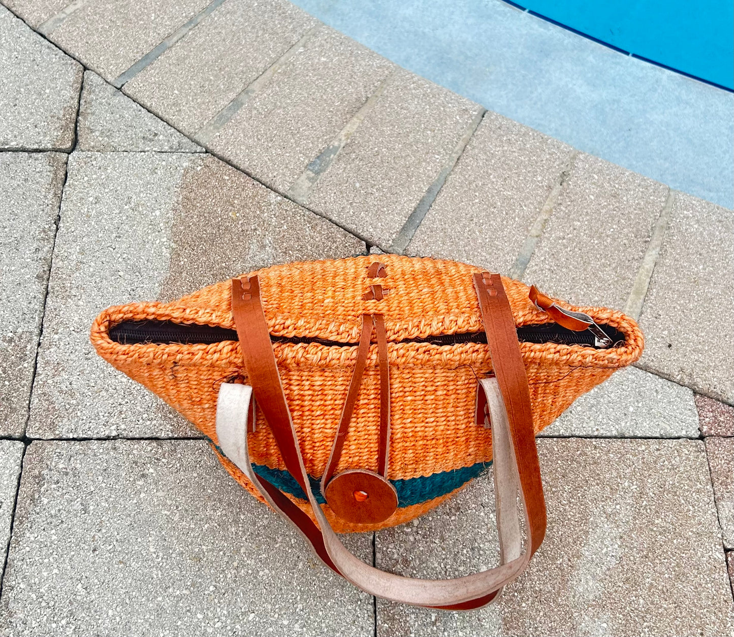 Hand Made Sisal Bag with Zipper-Size 10" image 2