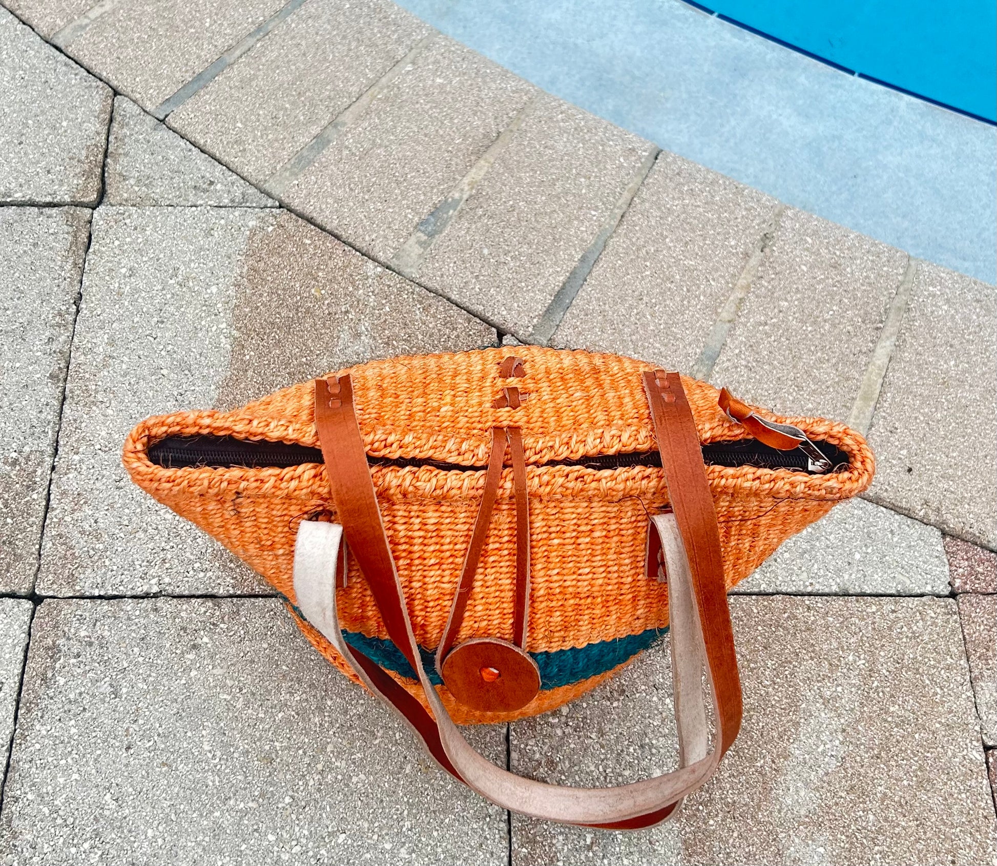 Hand Made Sisal Bag with Zipper-Size 10" image 2